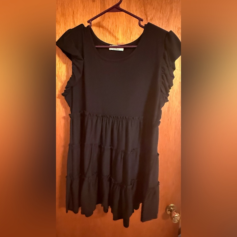 Elegant Black Ruffle Sleeve Top